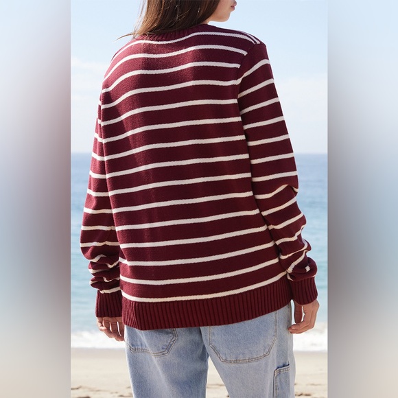 John Galt Martha Burgundy Striped Sweater - Picture 4 of 6